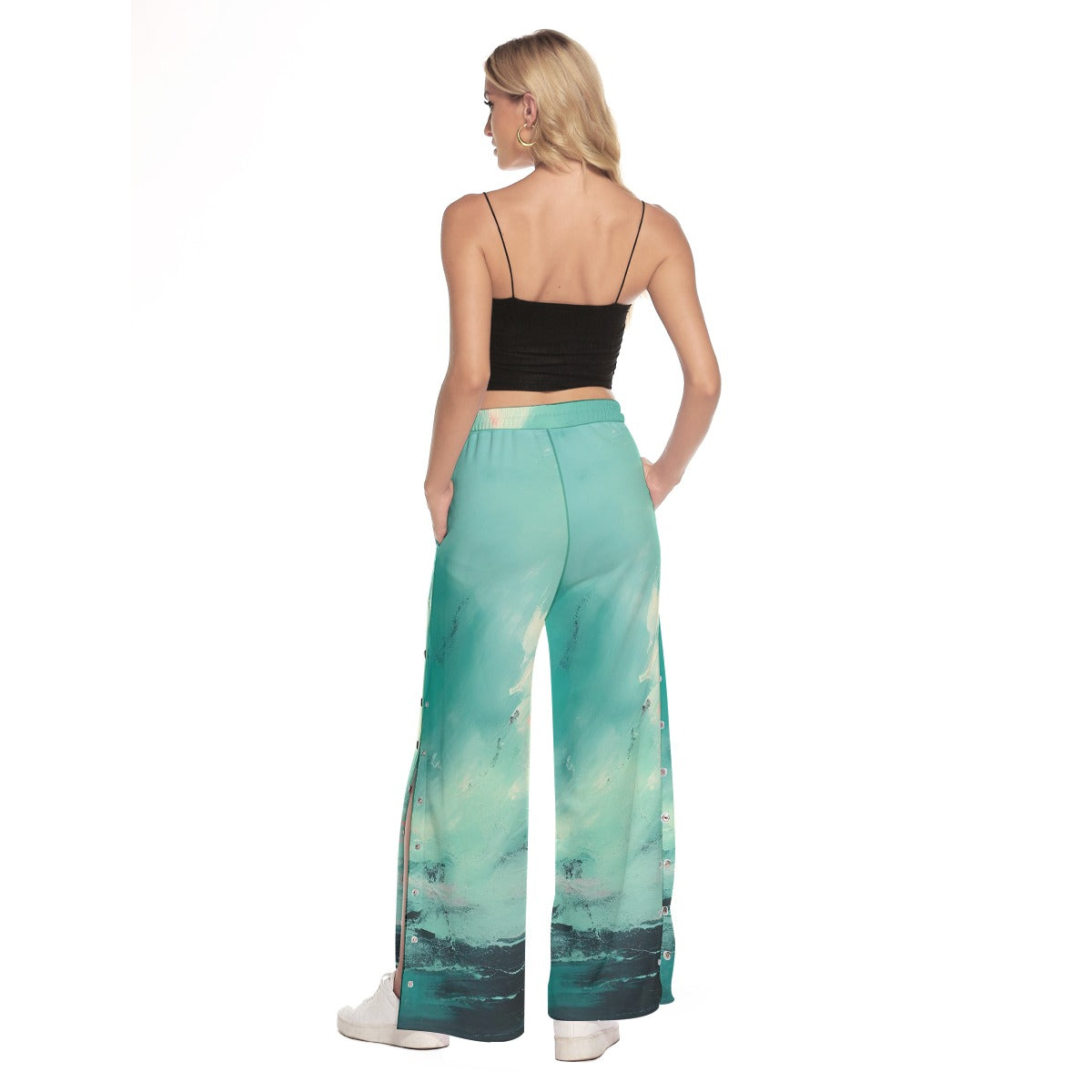 All-Over Print Women's Side Slit Snap Button Trousers
