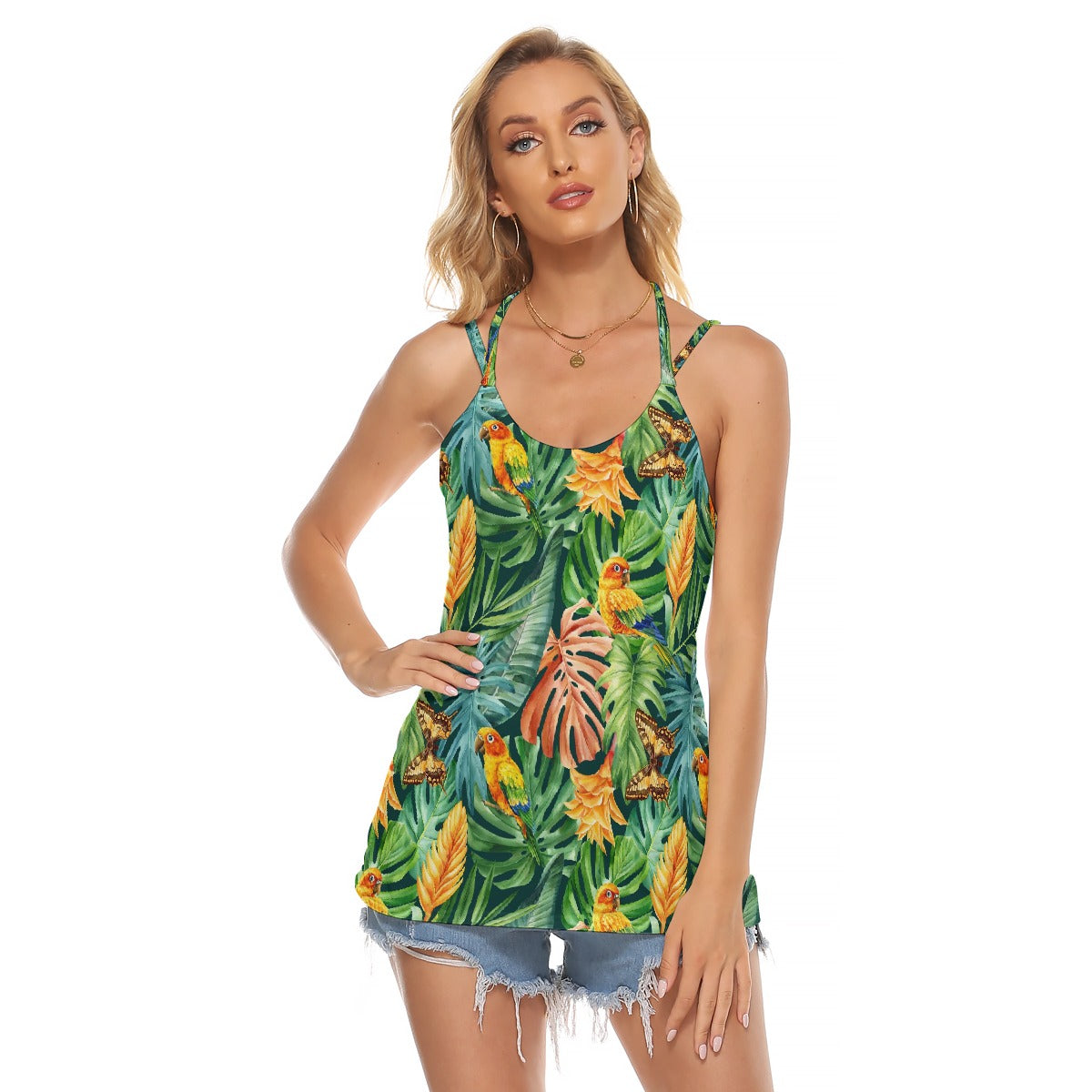 All-Over Print Women's Halter Top With Backless