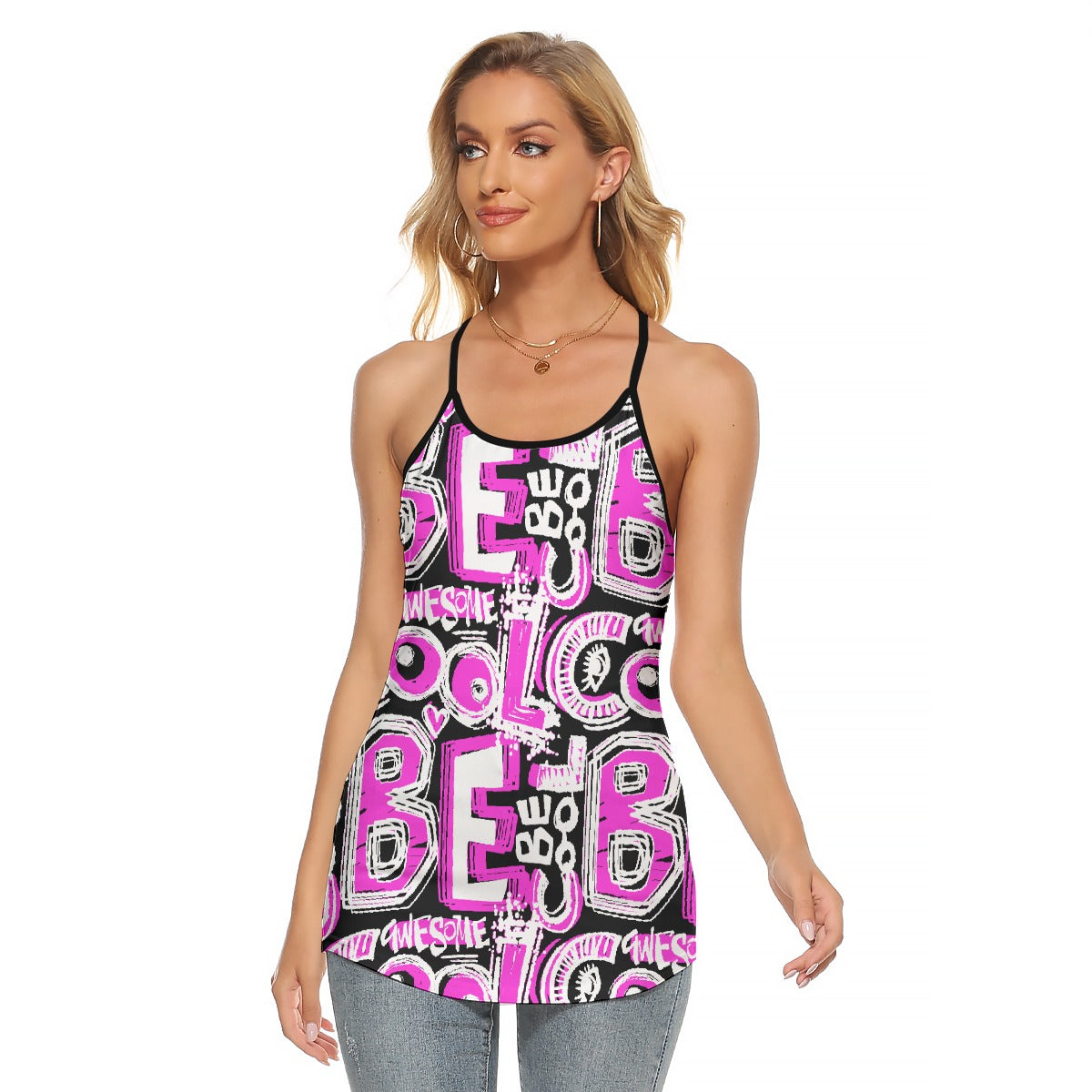 All-Over Print Women's Criss-Cross Open Back Tank Top