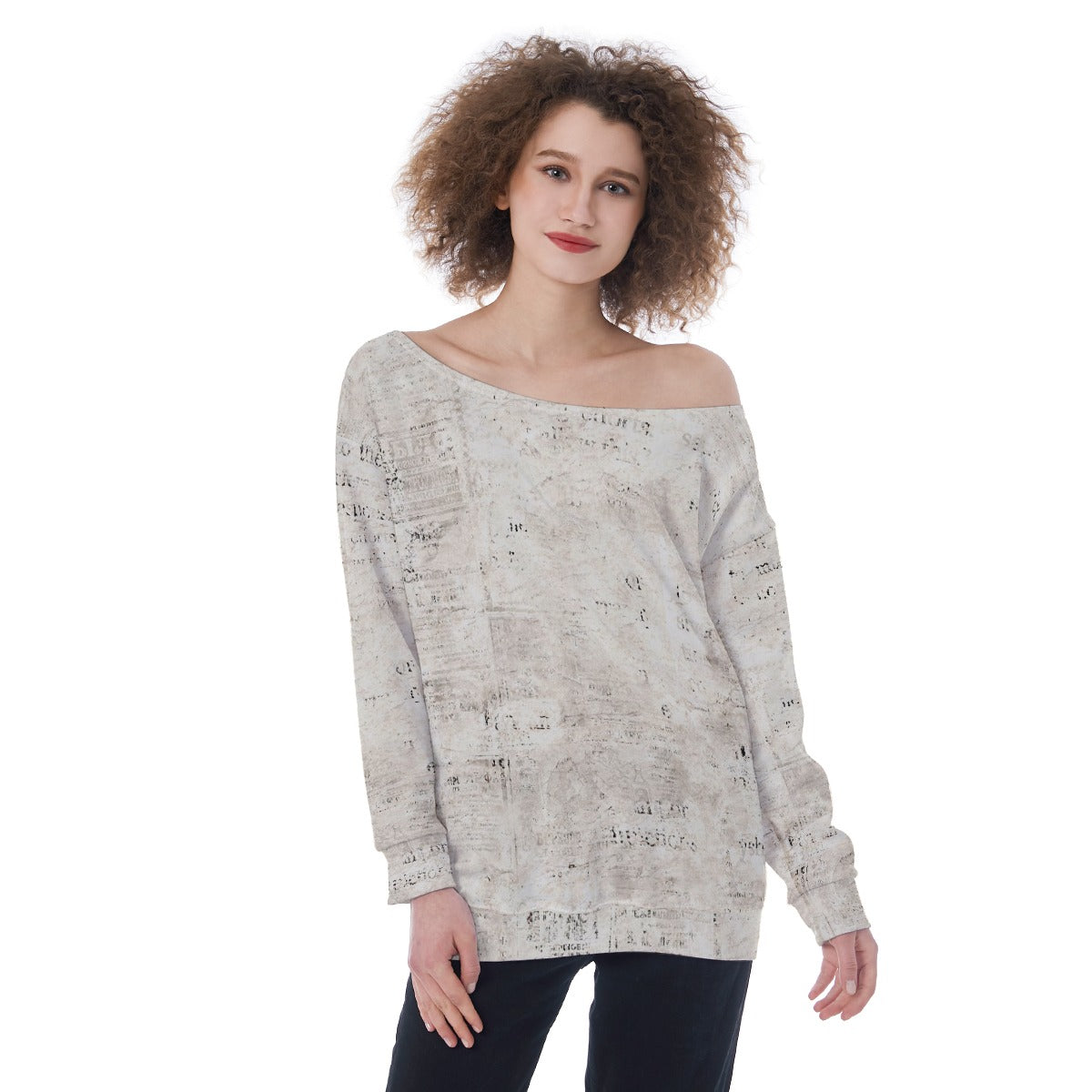 All-Over Print Oversized Women's Off-Shoulder Sweatshirt