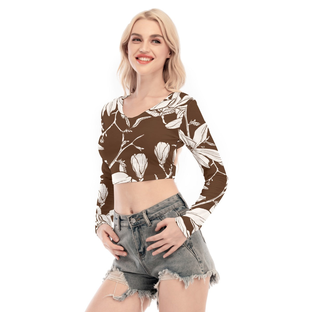 All-Over Print Women's Back Hollow T-shirt With Strap