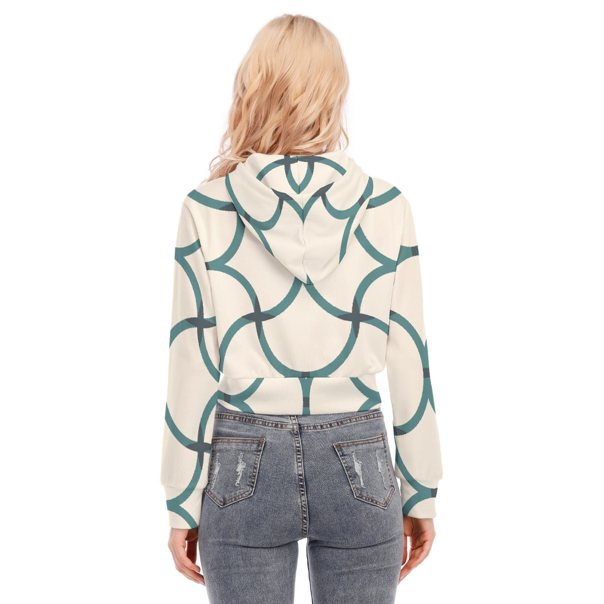 All-Over Print Women's Crop Top Hoodie With Zipper Closure