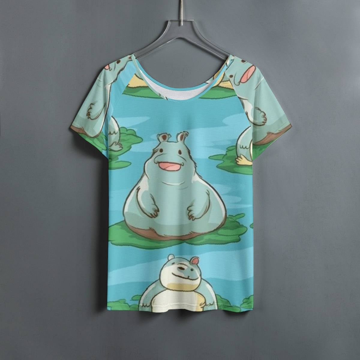 All-Over Print Women's Round Neck T-shirt With Raglan Sleeve