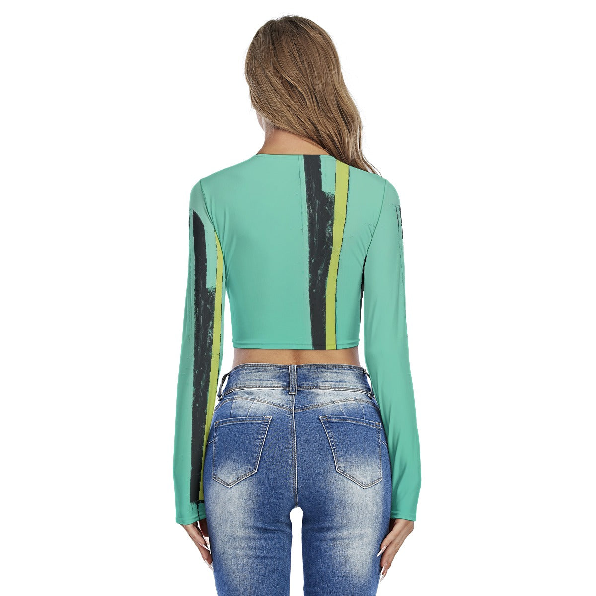 All-Over Print Women's Round Neck Crop Top T-Shirt