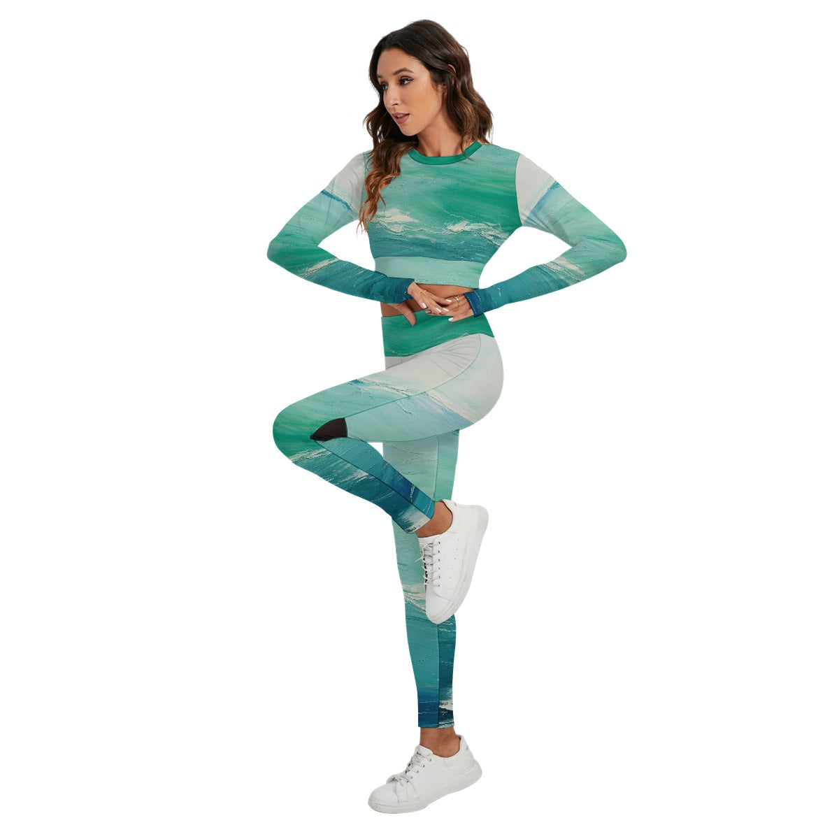 All-Over Print Women's Sport Set With Backless Top And Leggings