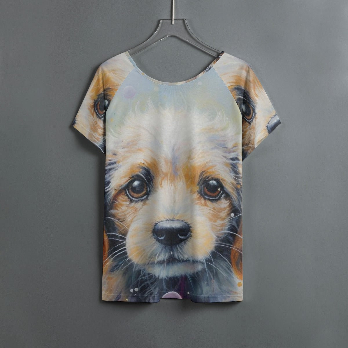 All-Over Print Women's Round Neck T-shirt With Raglan Sleeve