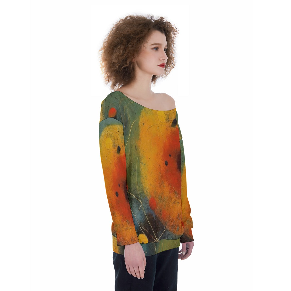All-Over Print Oversized Women's Off-Shoulder Sweatshirt