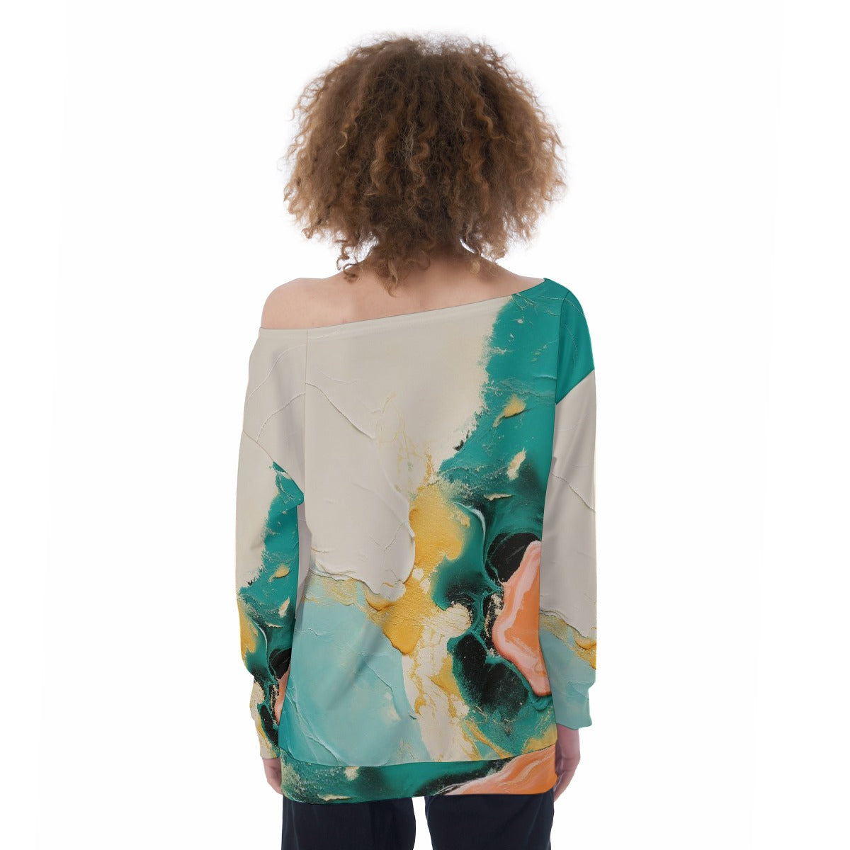 All-Over Print Oversized Women's Off-Shoulder Sweatshirt