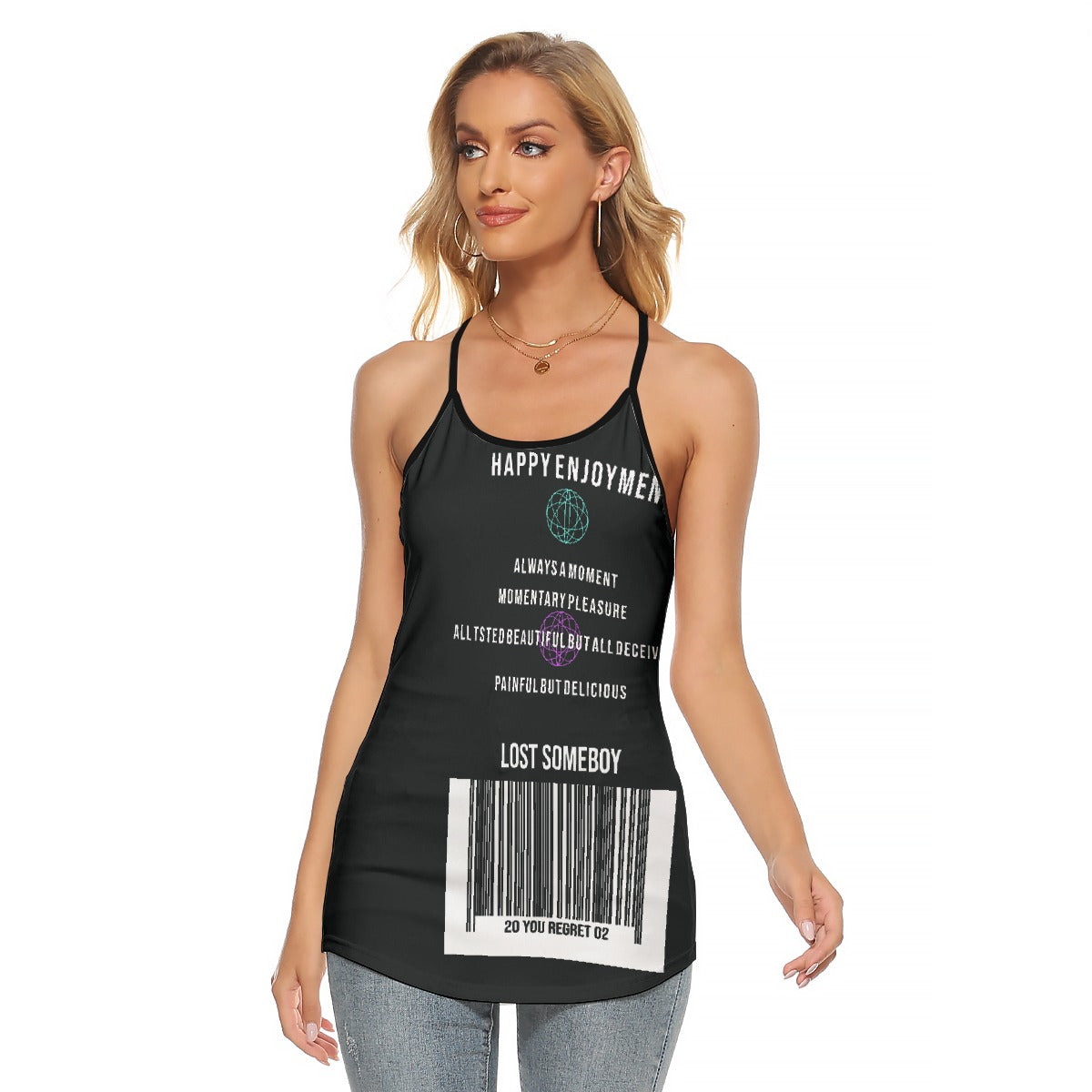 All-Over Print Women's Criss-Cross Open Back Tank Top