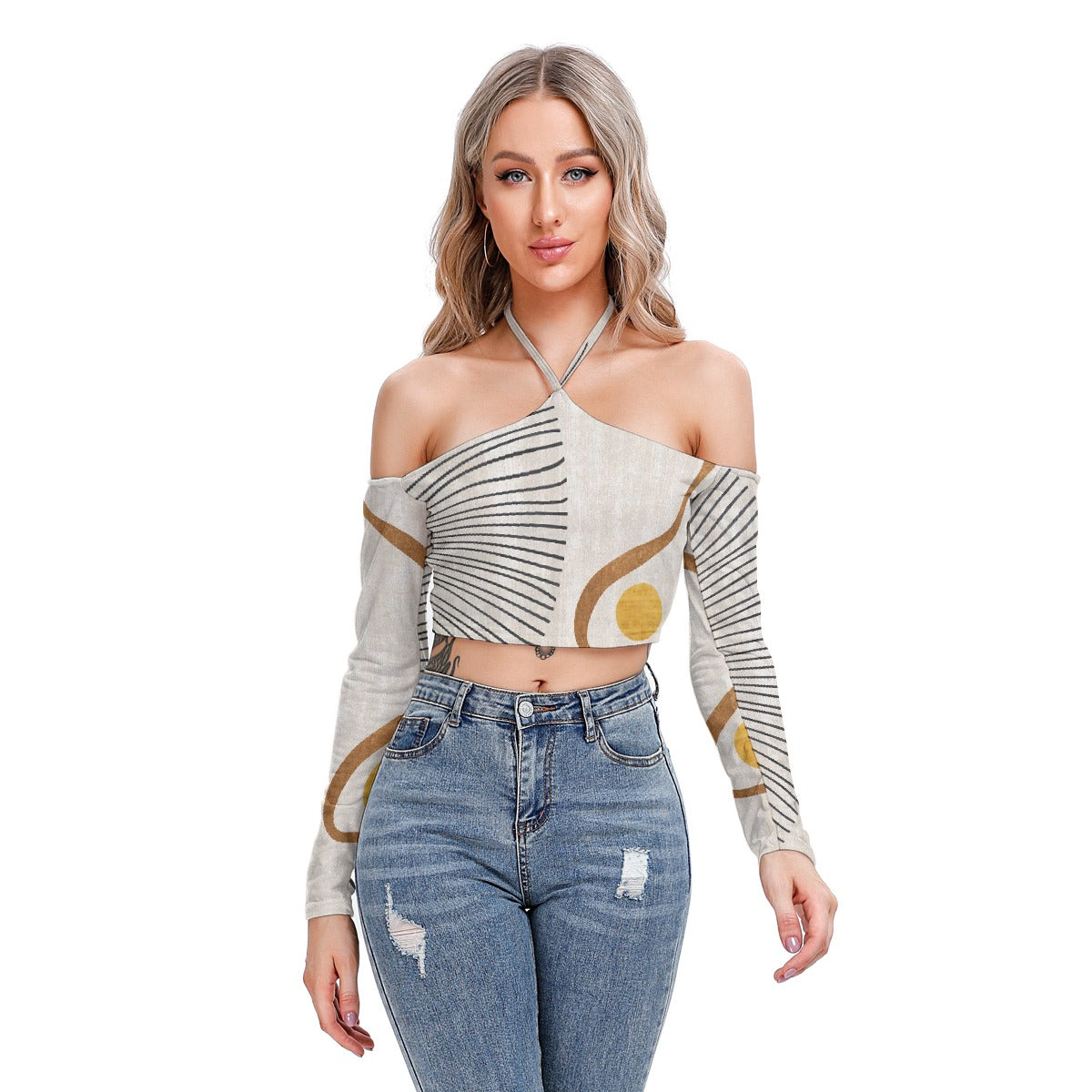 All-Over Print Women's Halter Lace-up Top