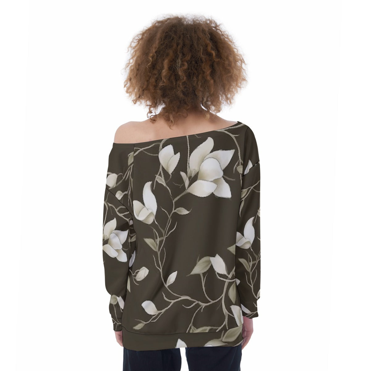 All-Over Print Oversized Women's Off-Shoulder Sweatshirt