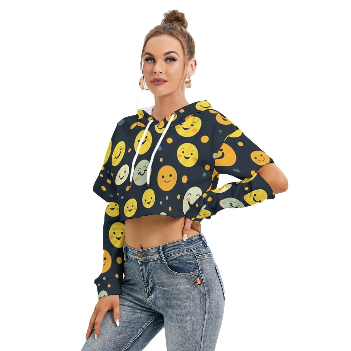 All-Over Print Women's Heavy Fleece Hoodie With Hollow Out Sleeve