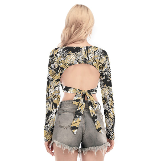 All-Over Print Women's Back Hollow T-shirt With Strap