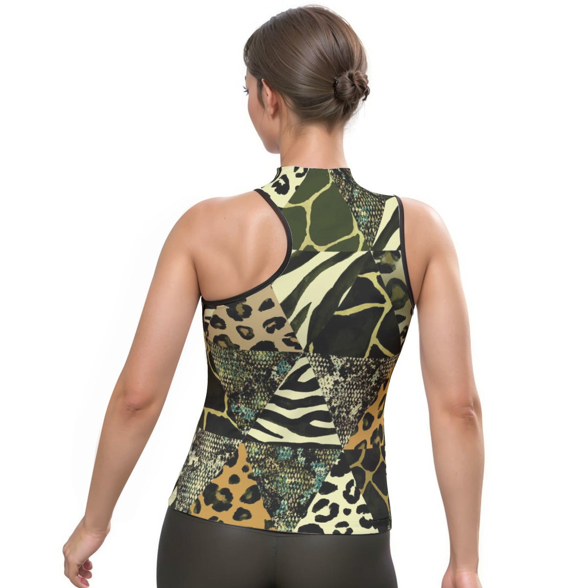 All-Over Print Women's Halter Sleeveless Asymmetrical Tank Top