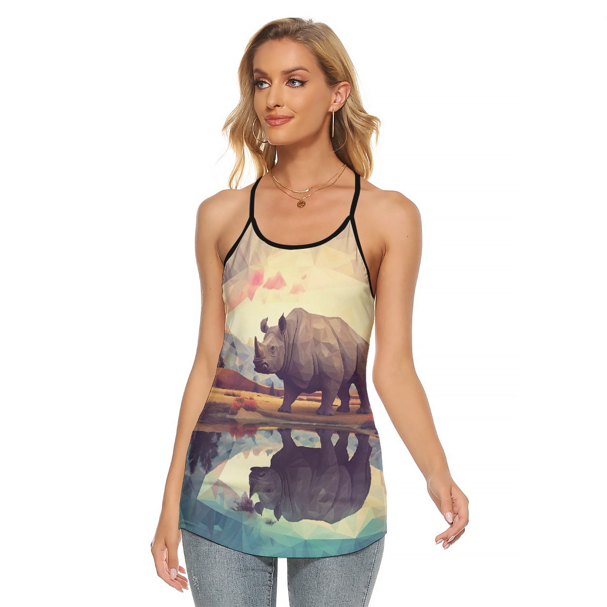 All-Over Print Women's Criss-Cross Open Back Tank Top