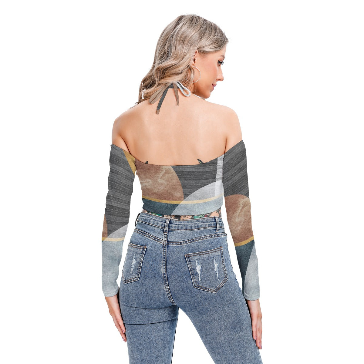 All-Over Print Women's Halter Lace-up Top