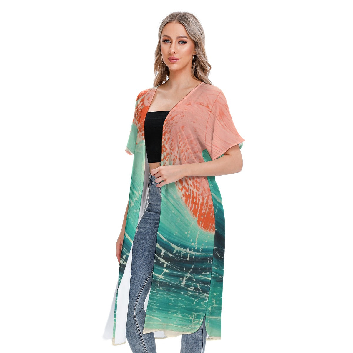 All-Over Print Women's Short Sleeve Cardigan