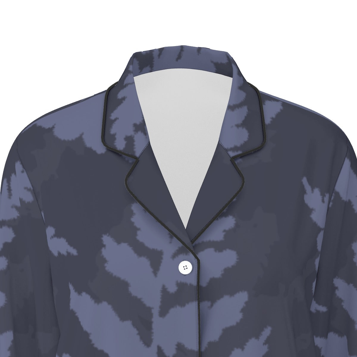 All-Over Print Women's Long Sleeve Pajama Set With Black Contrast Piping