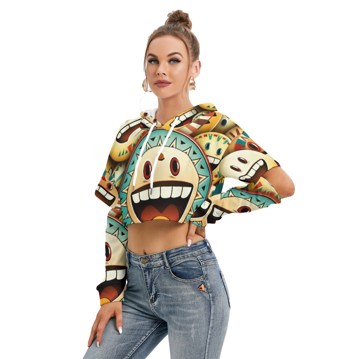 All-Over Print Women's Heavy Fleece Hoodie With Hollow Out Sleeve