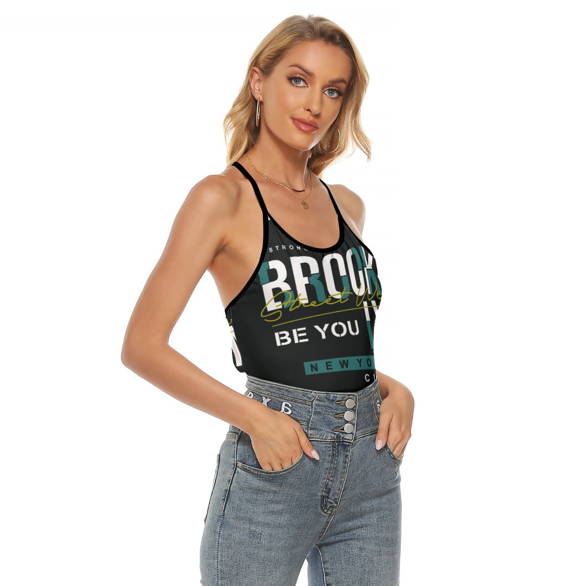 All-Over Print Women's Criss-Cross Open Back Tank Top