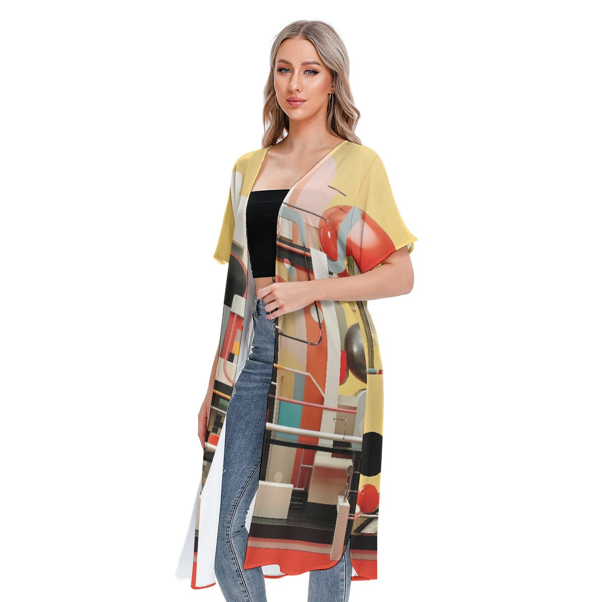 All-Over Print Women's Short Sleeve Cardigan