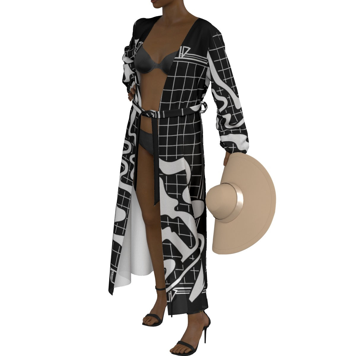 All-Over Print Women's Lace-up Chiffon Robe