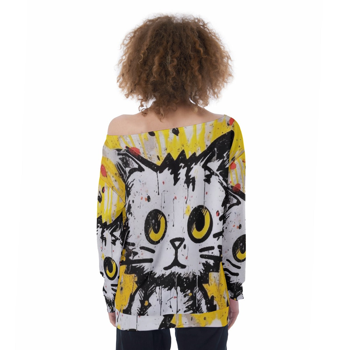 All-Over Print Oversized Women's Off-Shoulder Sweatshirt
