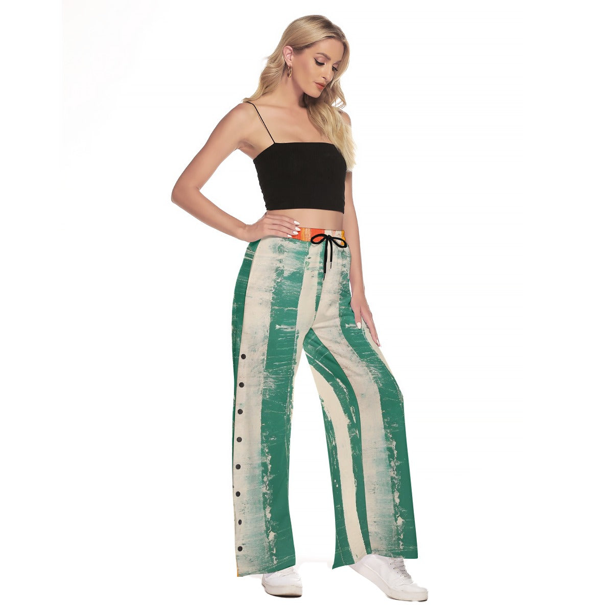All-Over Print Women's Side Slit Snap Button Trousers
