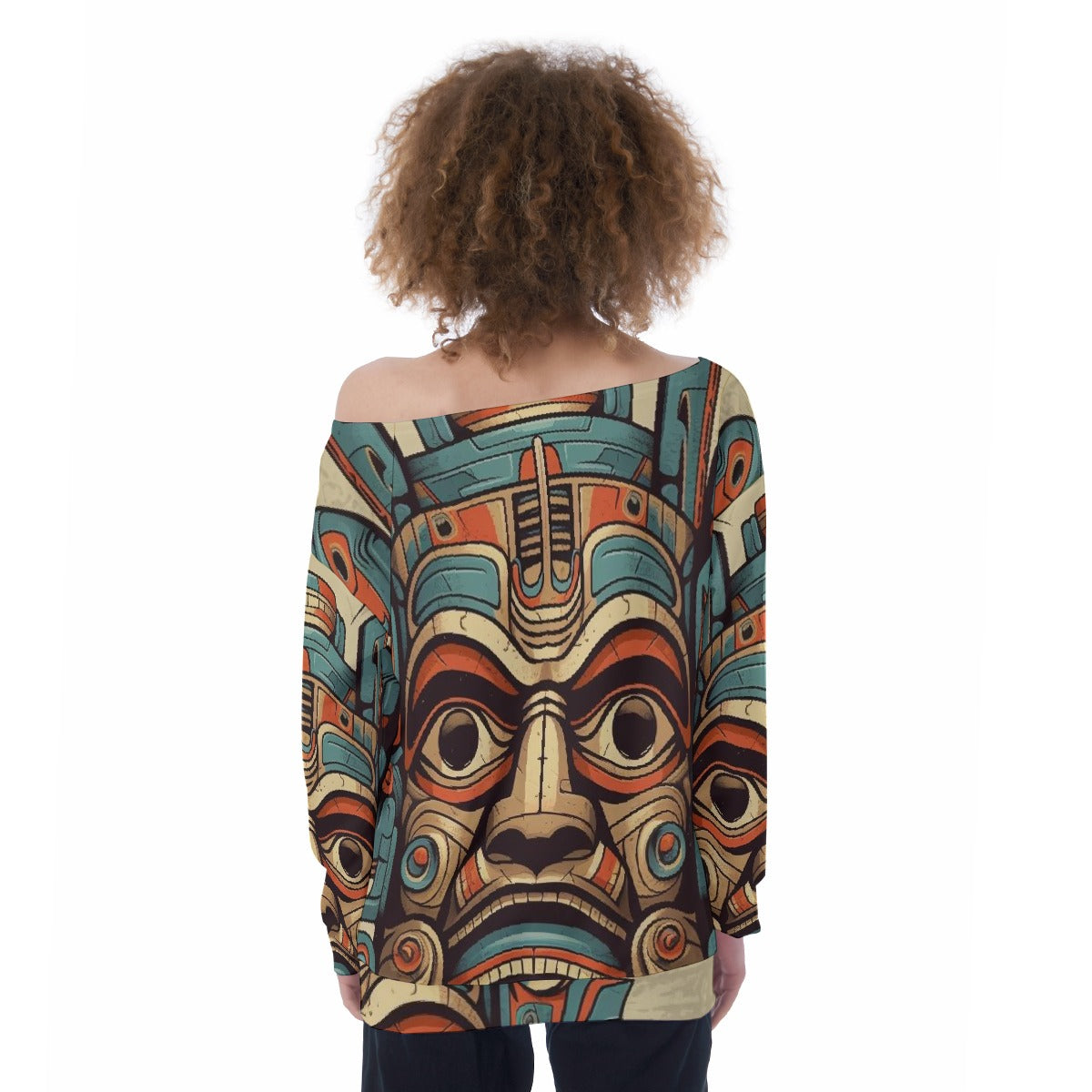 All-Over Print Oversized Women's Off-Shoulder Sweatshirt