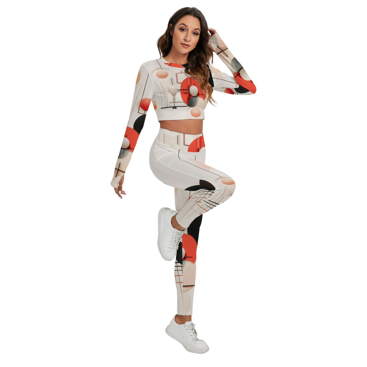 All-Over Print Women's Sport Set With Backless Top And Leggings