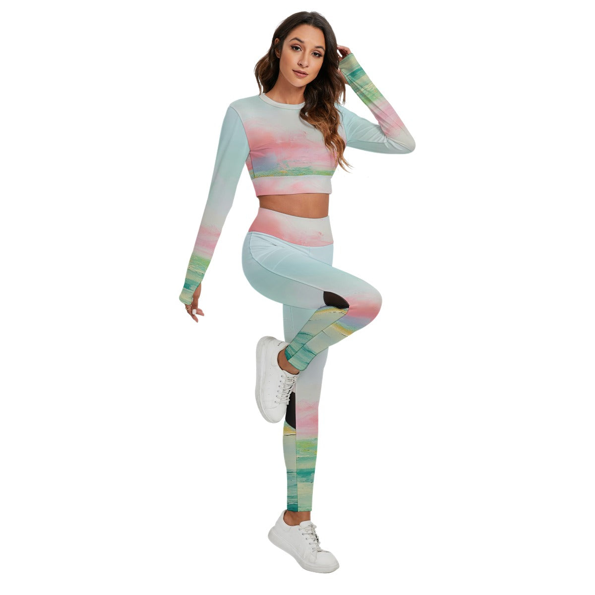 All-Over Print Women's Sport Set With Backless Top And Leggings