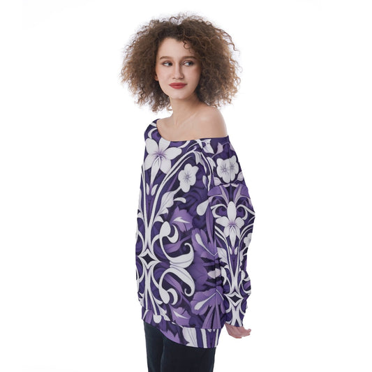 All-Over Print Oversized Women's Off-Shoulder Sweatshirt