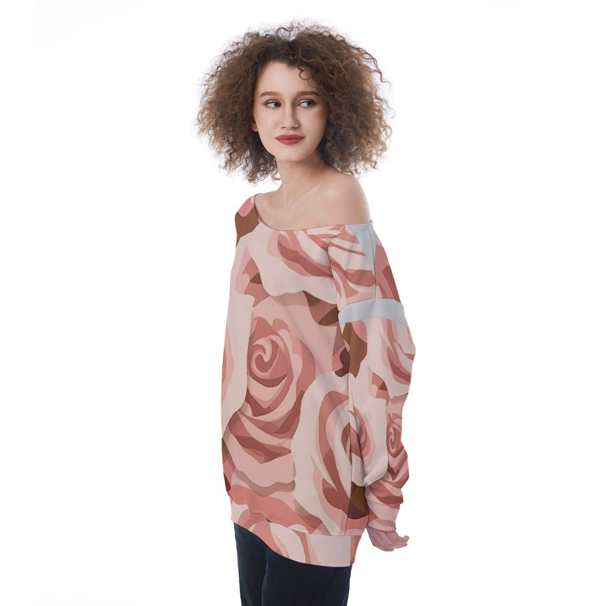 All-Over Print Oversized Women's Off-Shoulder Sweatshirt