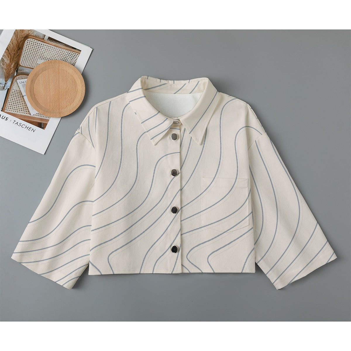 All-Over Print Women's Cropped Jacket | 245GSM Cotton