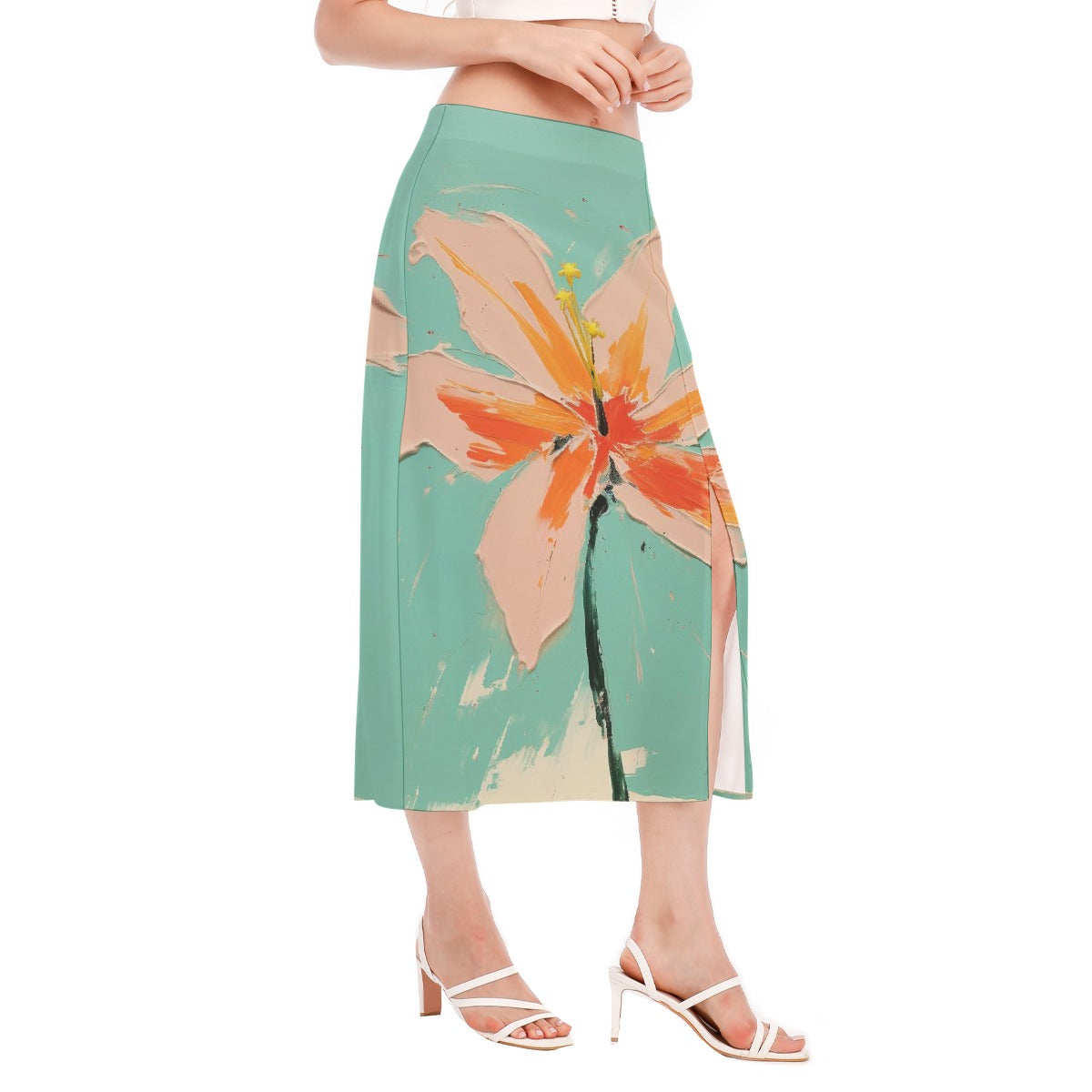 All-Over Print Women's High Slit Long Skirt