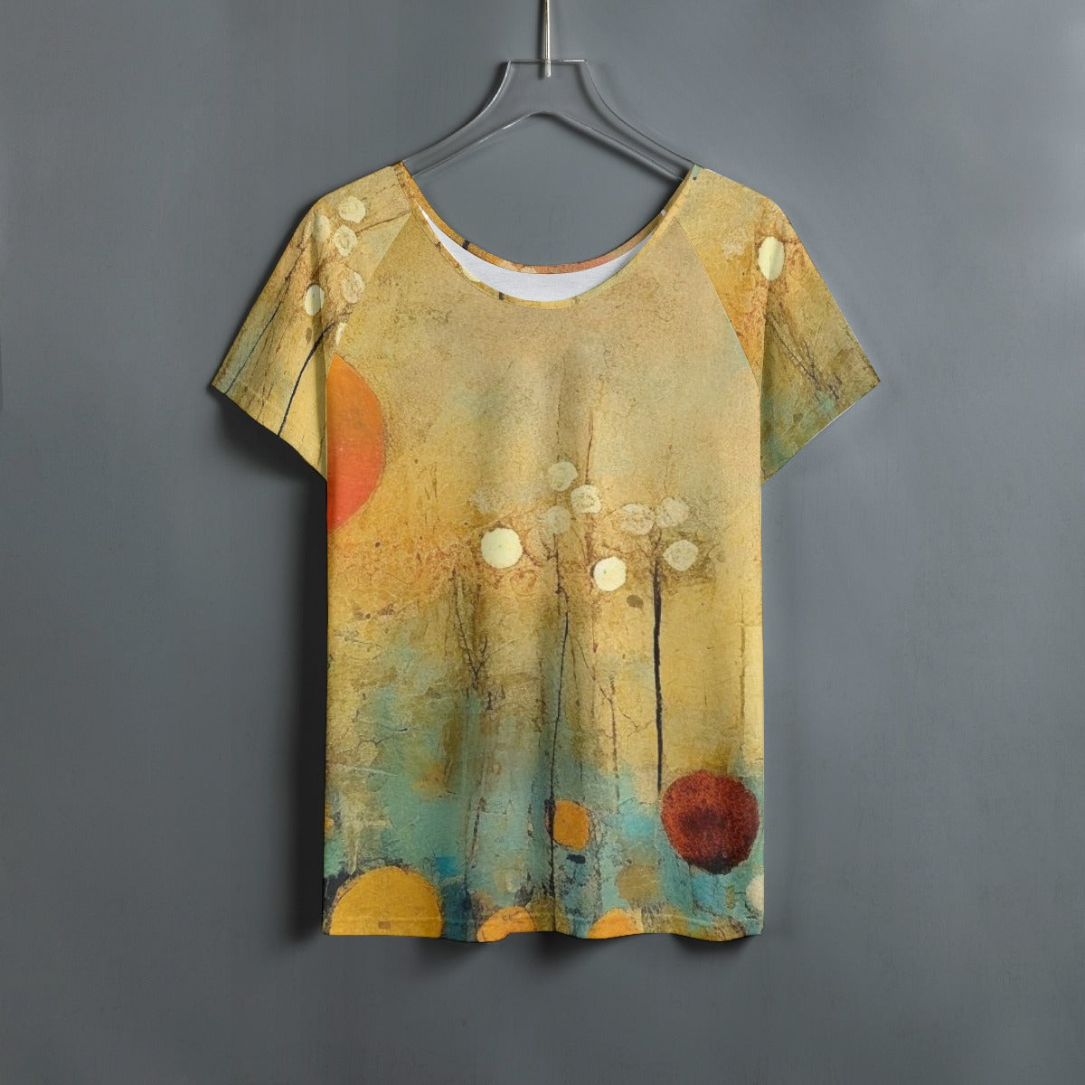 All-Over Print Women's Round Neck T-shirt With Raglan Sleeve