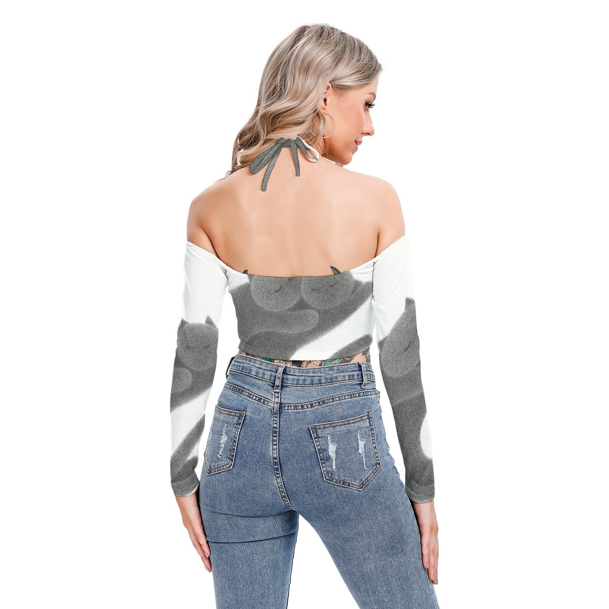 All-Over Print Women's Halter Lace-up Top
