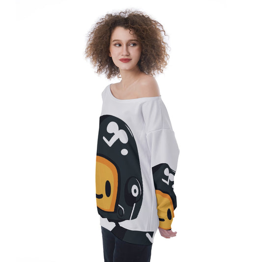 All-Over Print Oversized Women's Off-Shoulder Sweatshirt