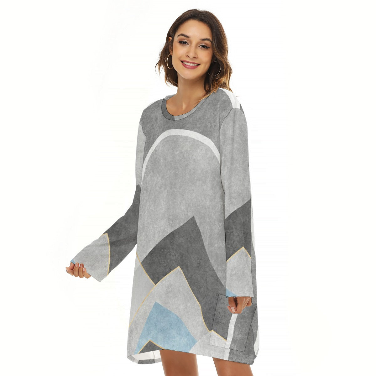 All-Over Print  Women's Loose Crew Neck Dress