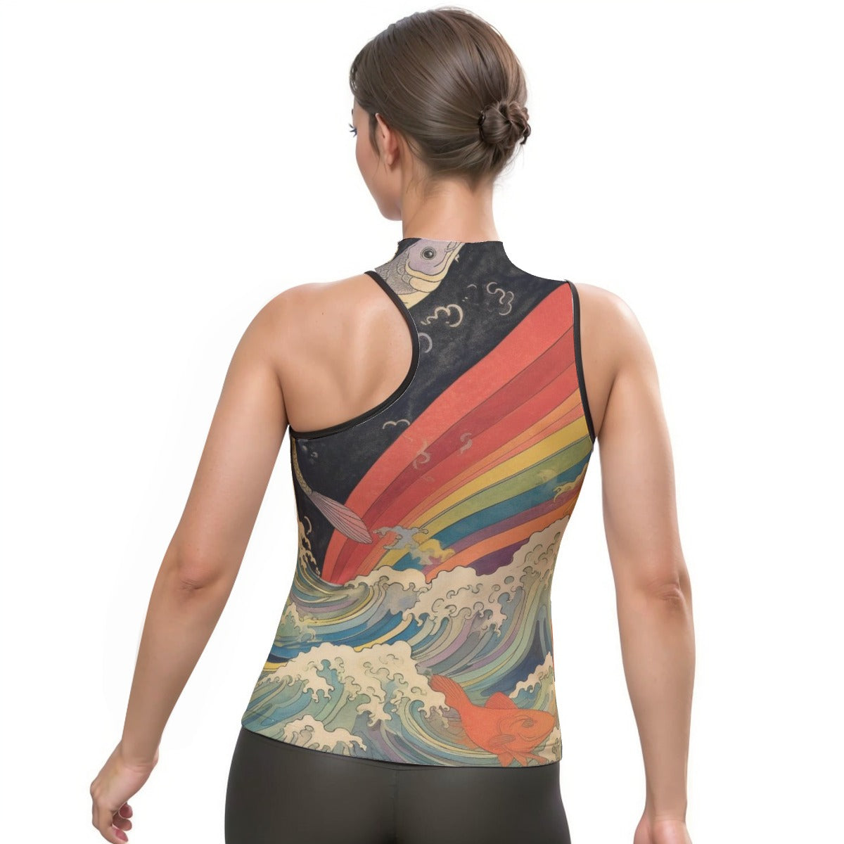 All-Over Print Women's Halter Sleeveless Asymmetrical Tank Top