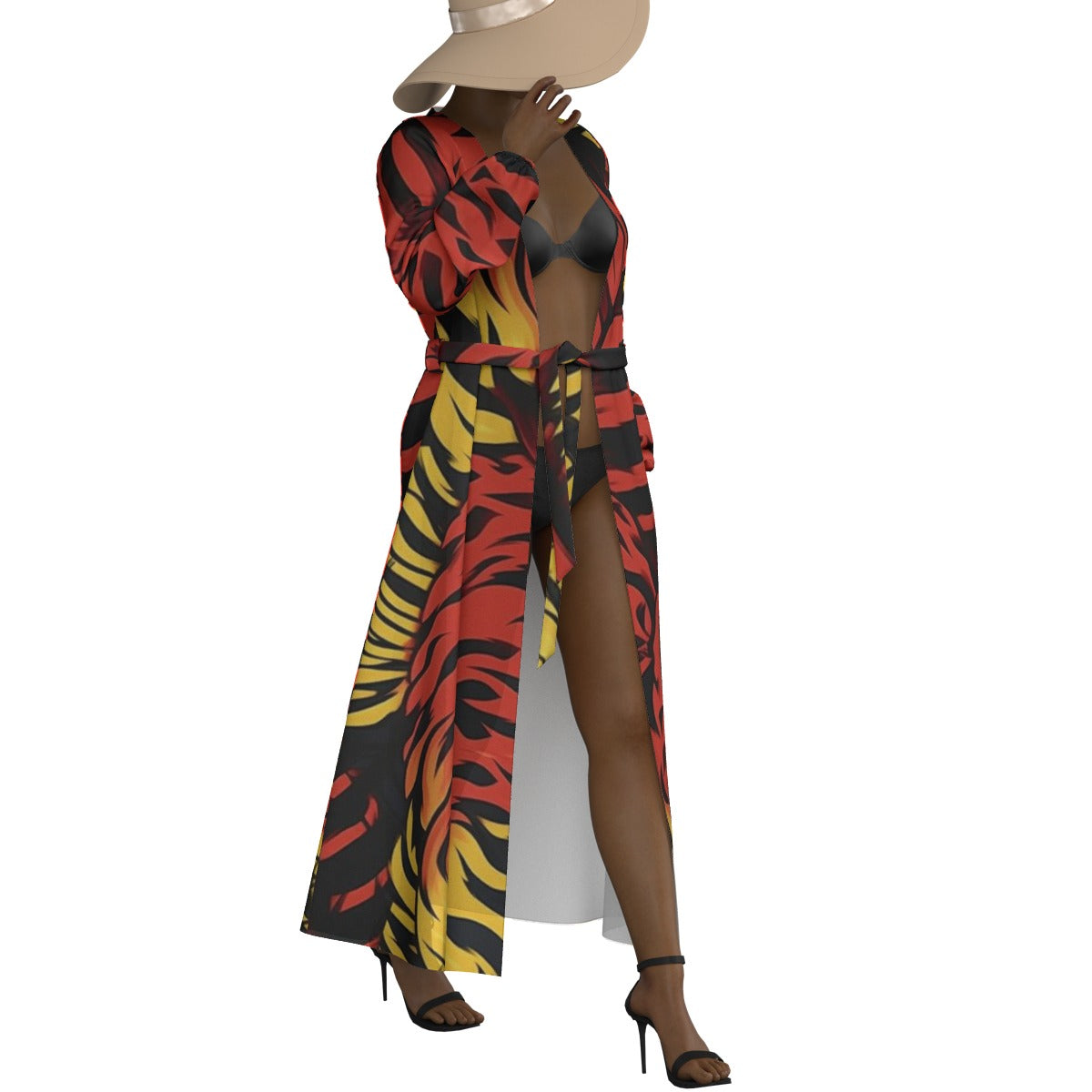 All-Over Print Women's Lace-up Chiffon Robe