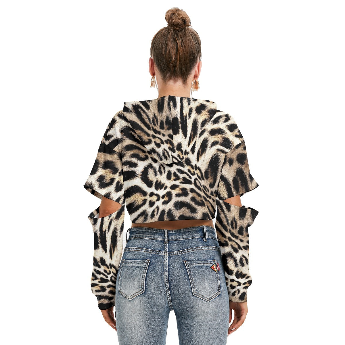 All-Over Print Women's Heavy Fleece Hoodie With Hollow Out Sleeve