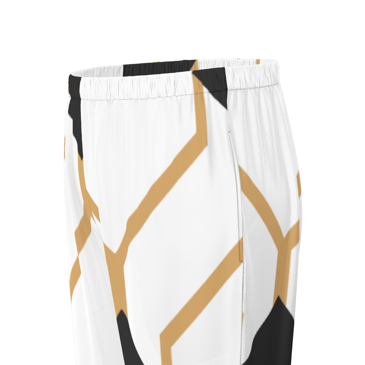 All-Over Print Women's Long Sleeve Pajama Set With Black Contrast Piping