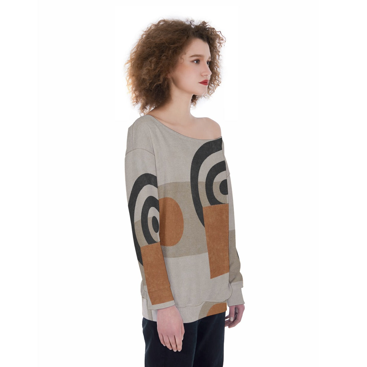 All-Over Print Oversized Women's Off-Shoulder Sweatshirt