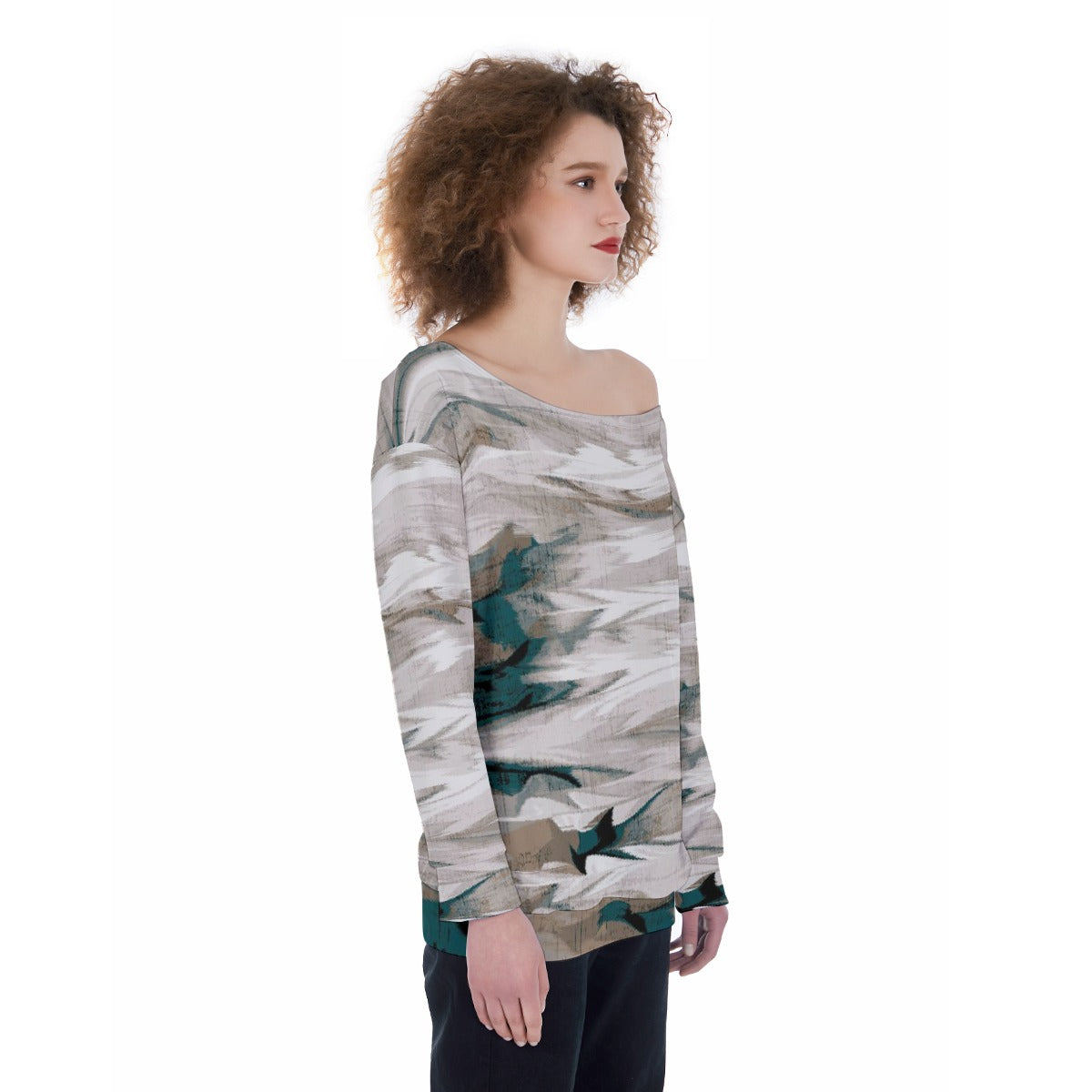 All-Over Print Oversized Women's Off-Shoulder Sweatshirt