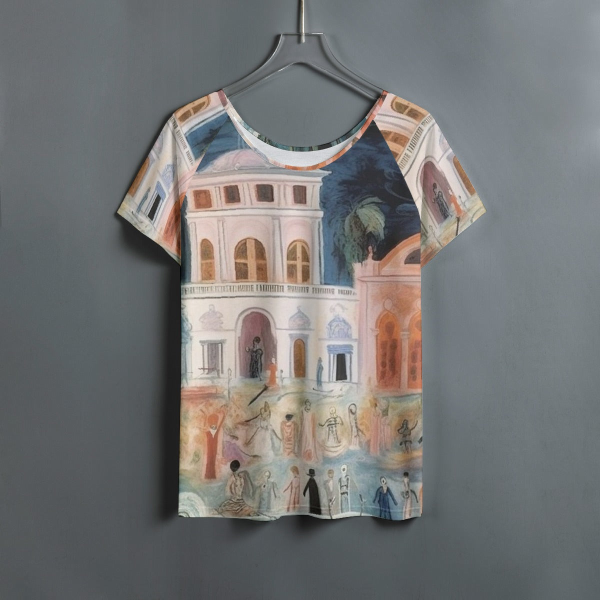 All-Over Print Women's Round Neck T-shirt With Raglan Sleeve