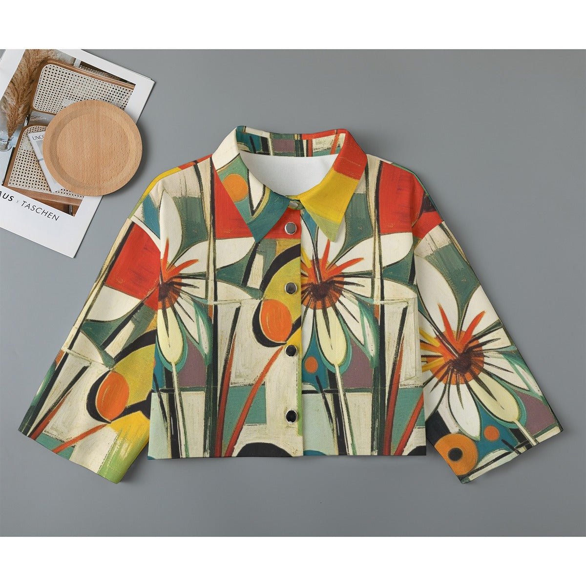 All-Over Print Women's Cropped Jacket | 245GSM Cotton