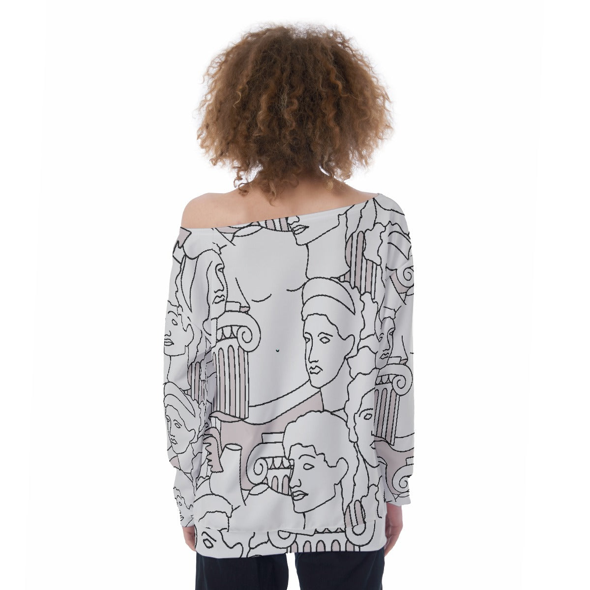 All-Over Print Oversized Women's Off-Shoulder Sweatshirt