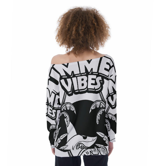 All-Over Print Oversized Women's Off-Shoulder Sweatshirt