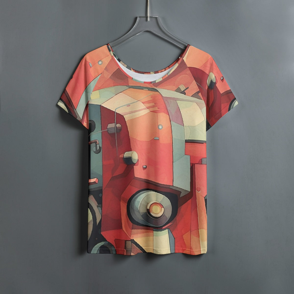 All-Over Print Women's Round Neck T-shirt With Raglan Sleeve